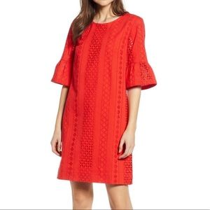 J. Crew Eyelet Flutter Sleeve Shift Dress, size 00 — worn once!